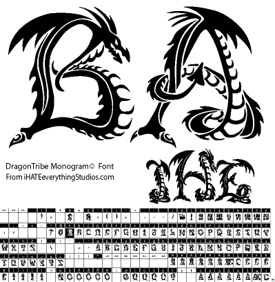 Free font set, DragonTribeй is a gothic old english style typeface with a 
